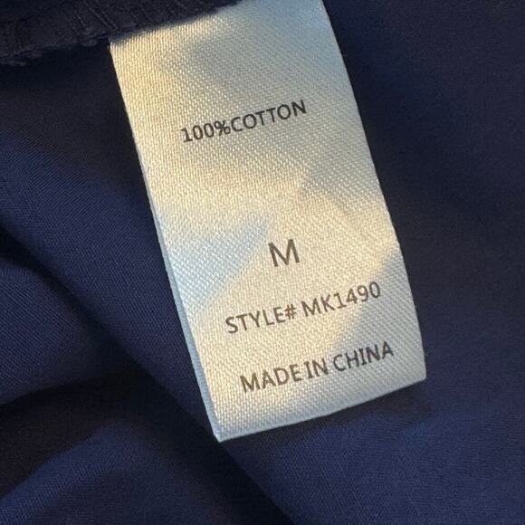 MAZIK Blue Ruffled Collar and Sleeves Tiered Mini Short Dress 100% Cotton Sz M - Picture 11 of 12